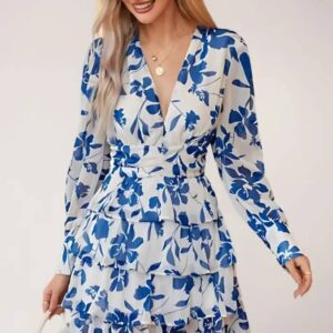 V Necked Floral Dress